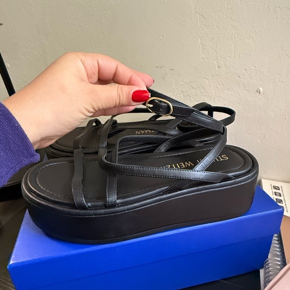 Stuart Weitzman Summerlift Calfskin Flatform Sandals Size 7 - Picture 4 of 6